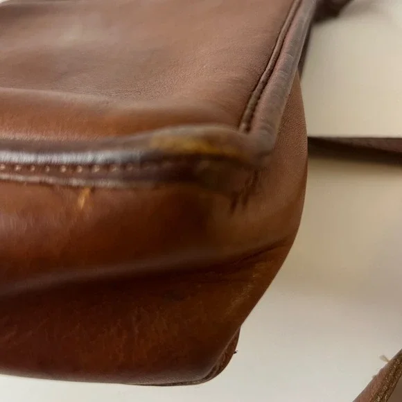 Vintage Coach Murphy Turnlock Leather Crossbody Bag British Tan Leather - Picture 10 of 12